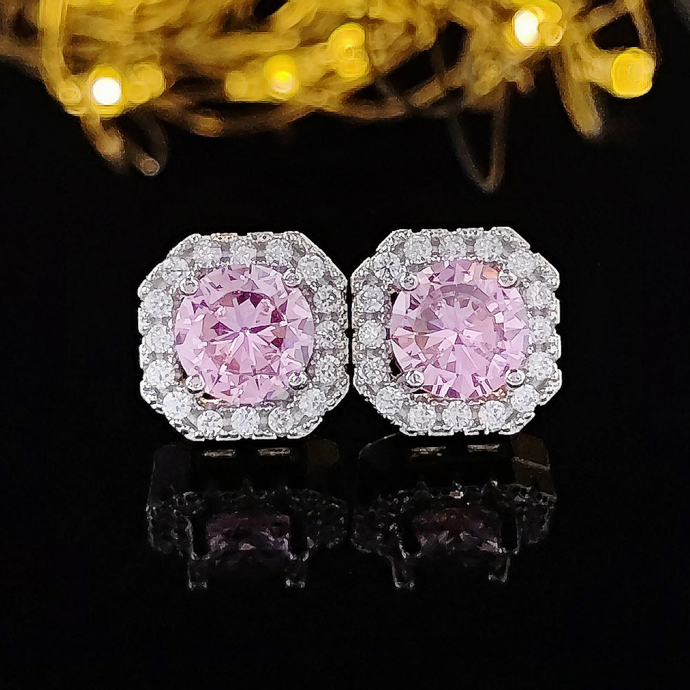 Niche Advanced Design Sense-Ohrringe für Damen mit rosa Zirkon