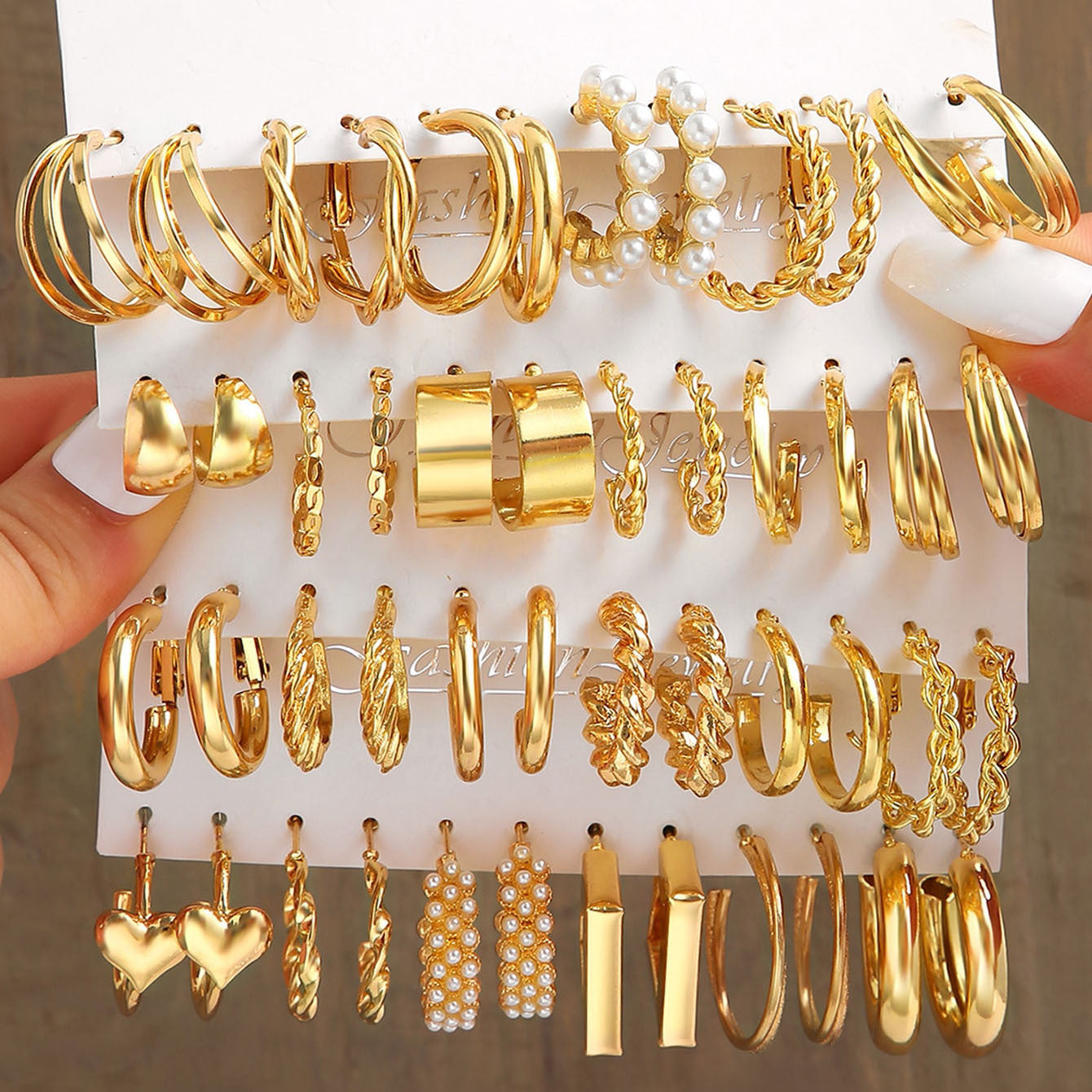 Pearl Rhinestone Ornament High-key Dignified Set Earrings