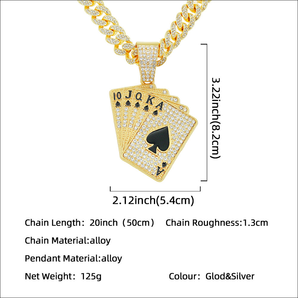 Accessoires de pendentif de poker personnalisés, colliers Hip Hop