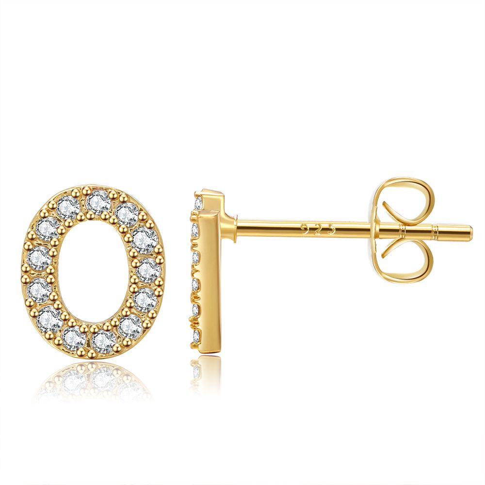 Women's Trend Small Alphabet Letter Brass Gold Earrings