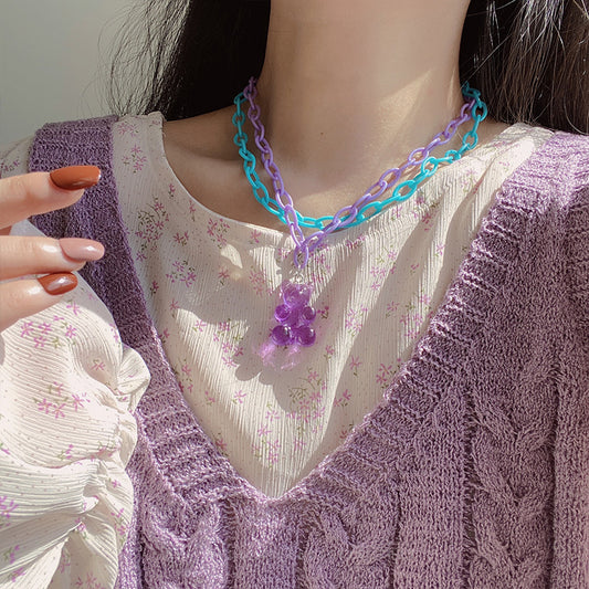 Cute Cartoon Colorful Bear Soft Candy Necklaces