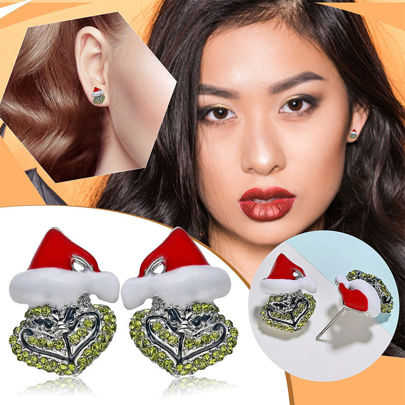 Santa Claus Diamond Enamel Personality Trendy Earrings