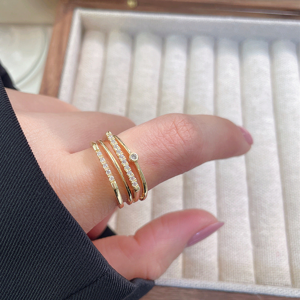 Women's Luxury Fashion Opening Zircon Adjustable Gold Rings