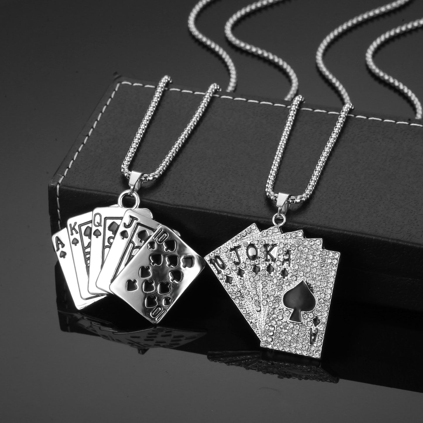 Women's & Men's & Full Diamond Playing Cards Jewelry Necklaces