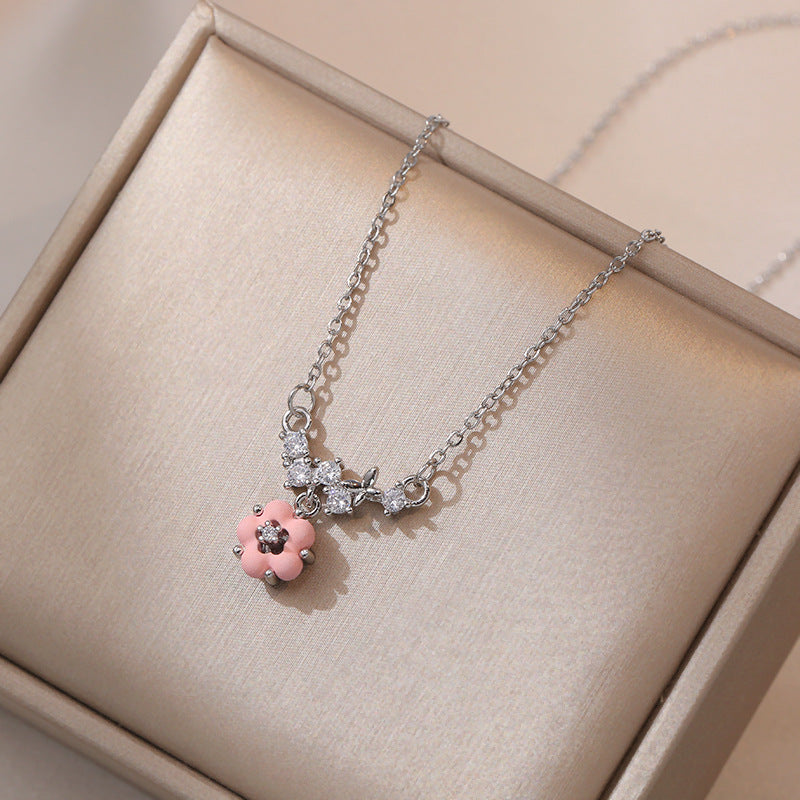 Women's Flower Zircon Special Interest Light Luxury Design Necklaces