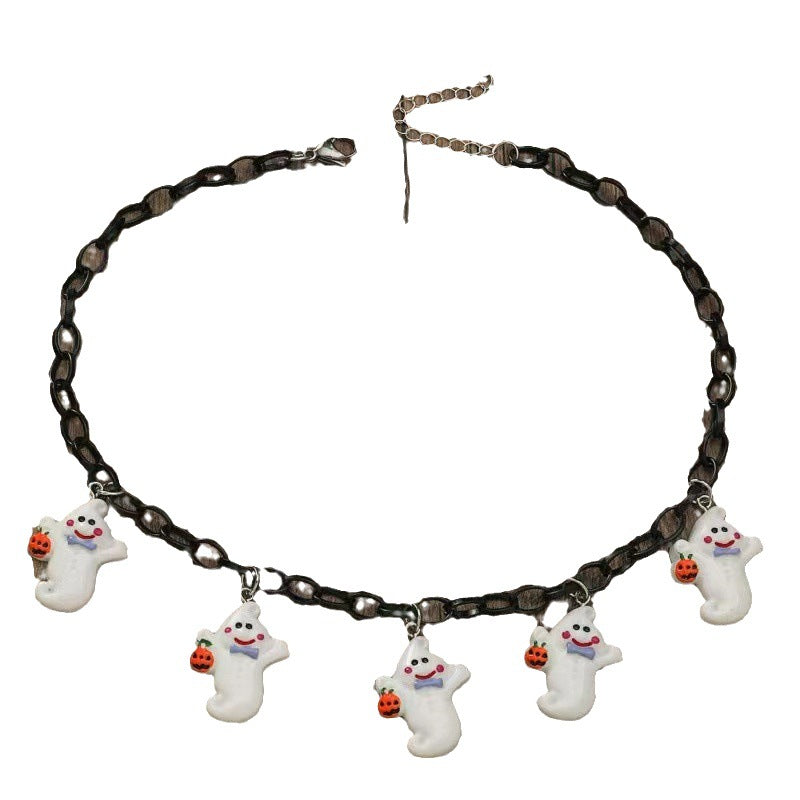 Personality Red Pumpkin Bat Ghost Tide Necklaces