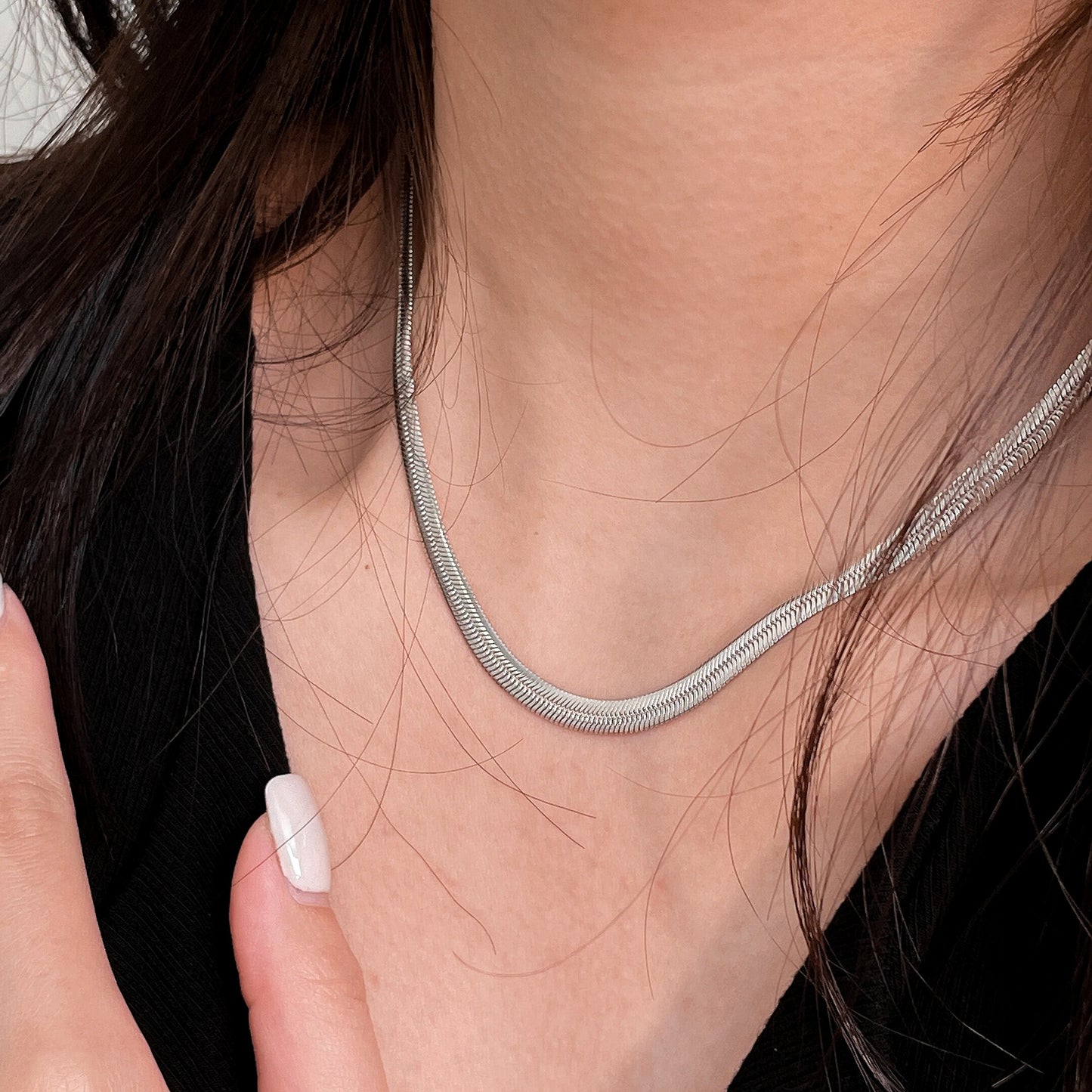 Os de serpent plat en argent sterling pour femmes pour colliers