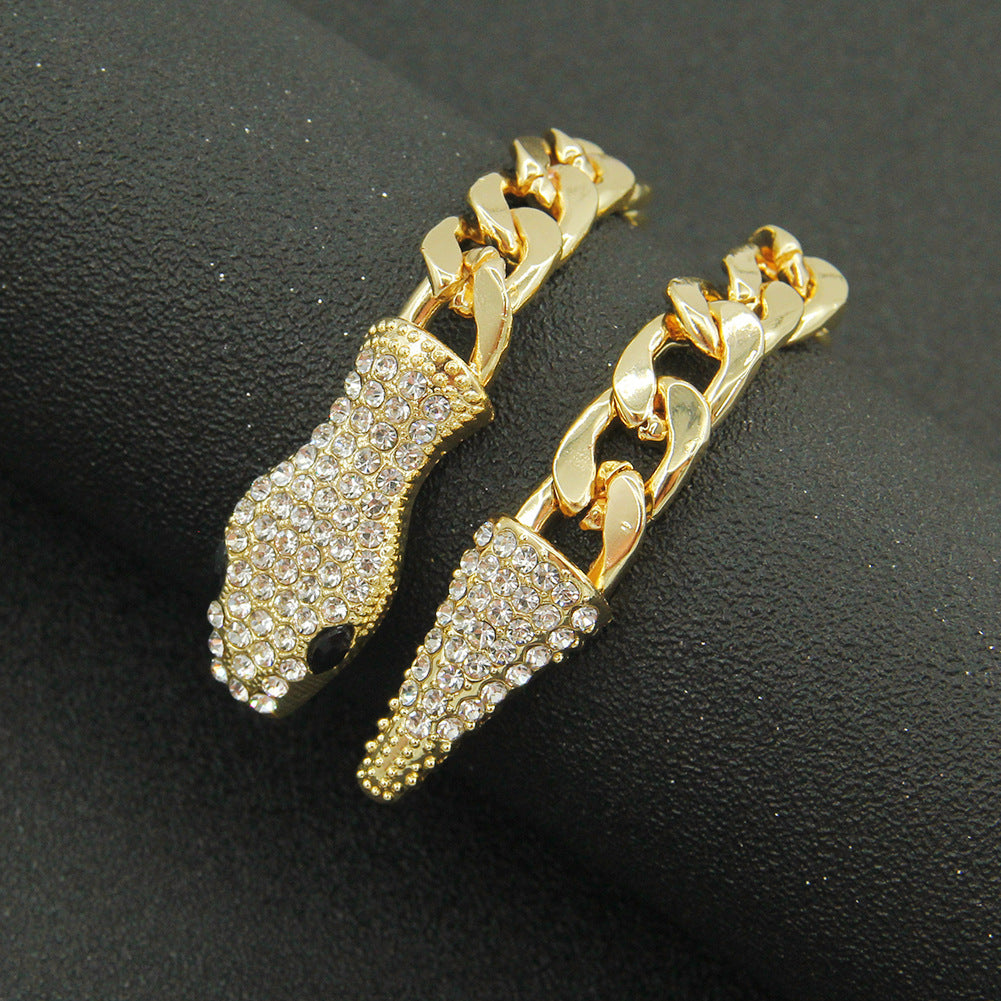 Colliers magnétiques courts à tête de serpent entièrement diamantés