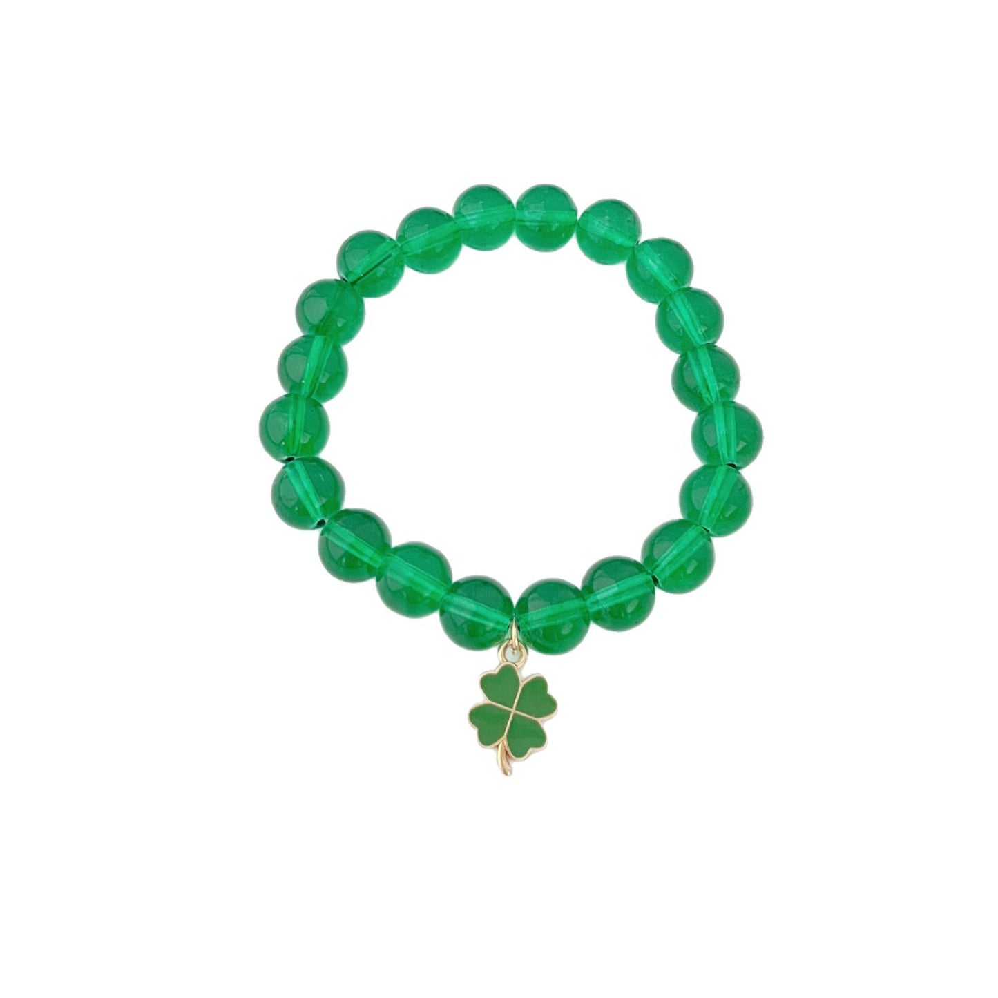 Women's Green Natural Stone Clover Heart Of Bracelets