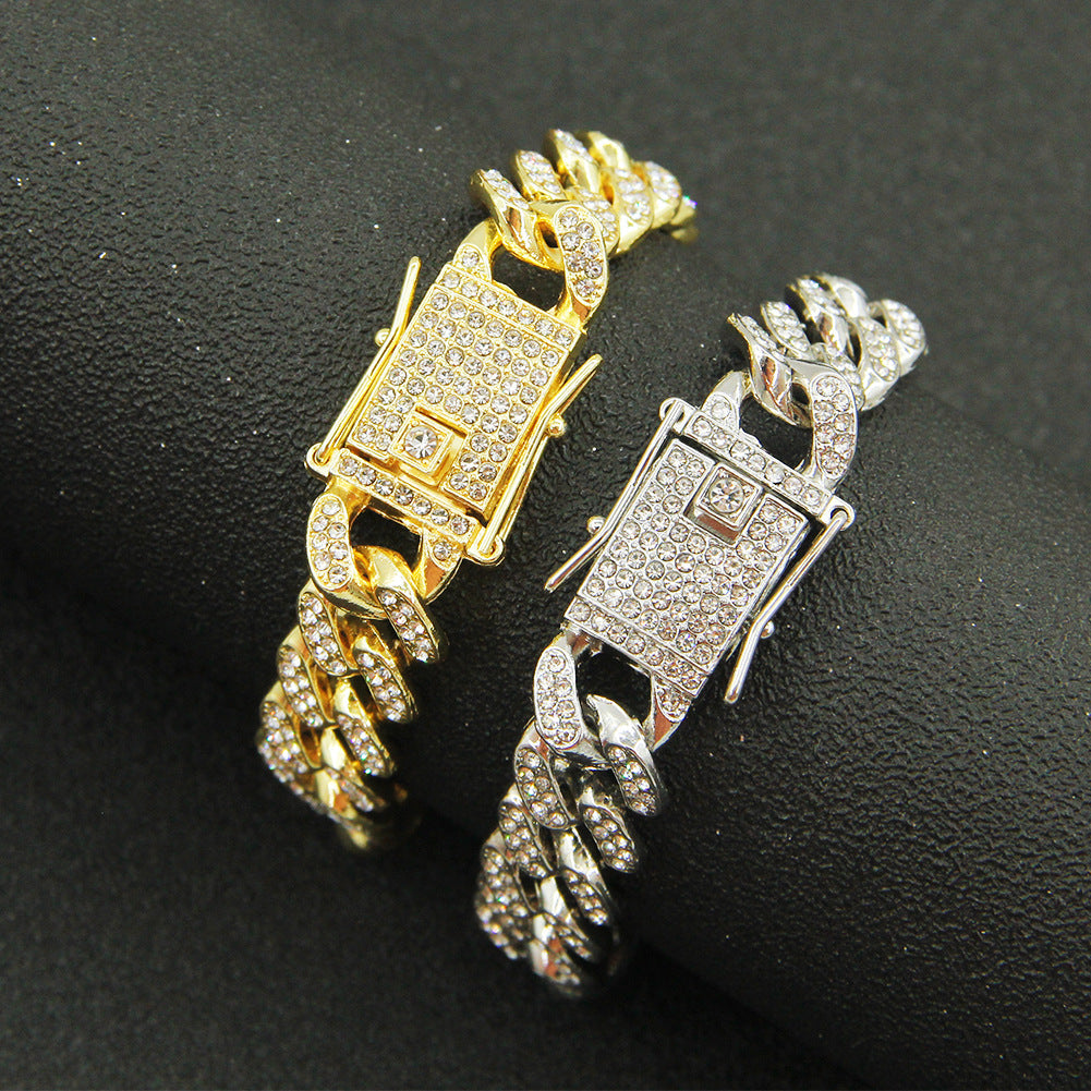 Colliers à chaîne à barre de Miami antique plat en diamant pour hommes