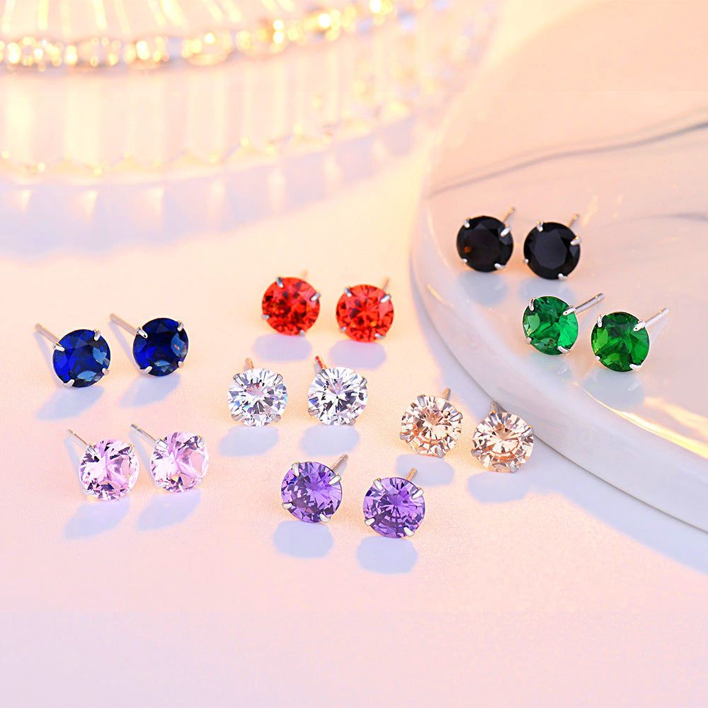 Women's Sterling Sier Needle Simple Niche Zircon Earrings