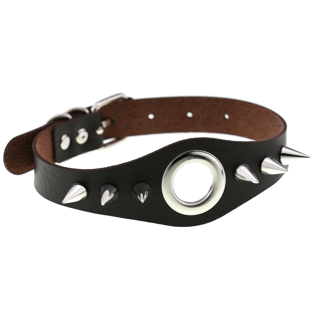 Punk Goth Leather Rivet Pointed Nail Personality Necklaces