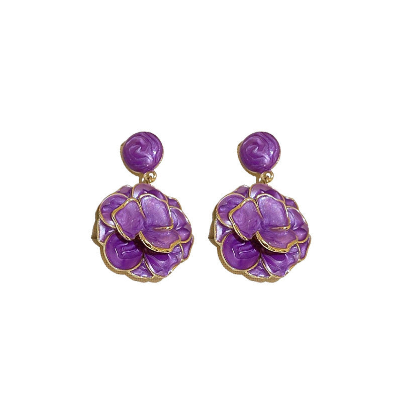 Purple Flower Vintage High-key Dignified Fairy Fashion Stud Earrings