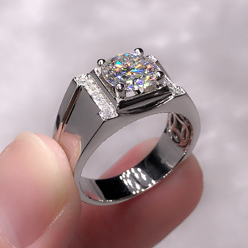 Men's Chiba Platinum Moissanite Diamond Rose Gold Rings