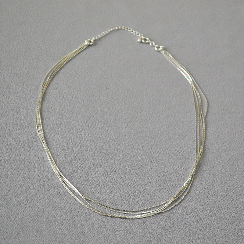 Design Extremely Fine Shiny Gold Thread Folding Strap Necklaces