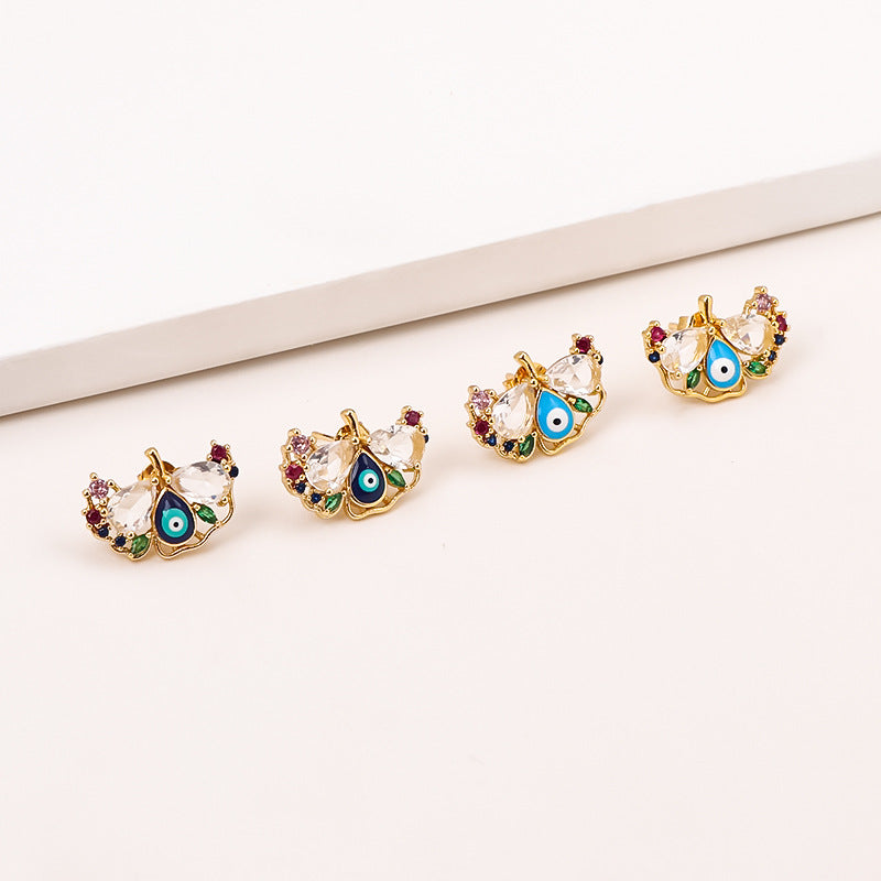 Women's Oil Devil's Eye Micro Inlaid Zircon Earrings