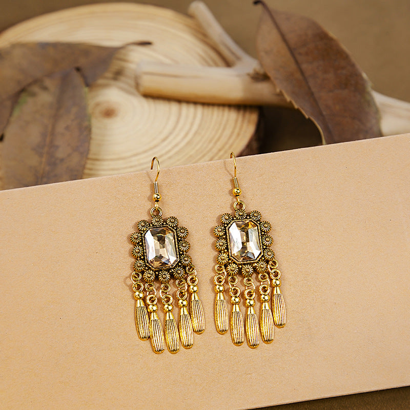 Bohemian Style Turquoise Vintage Ethnic Tassel Earrings