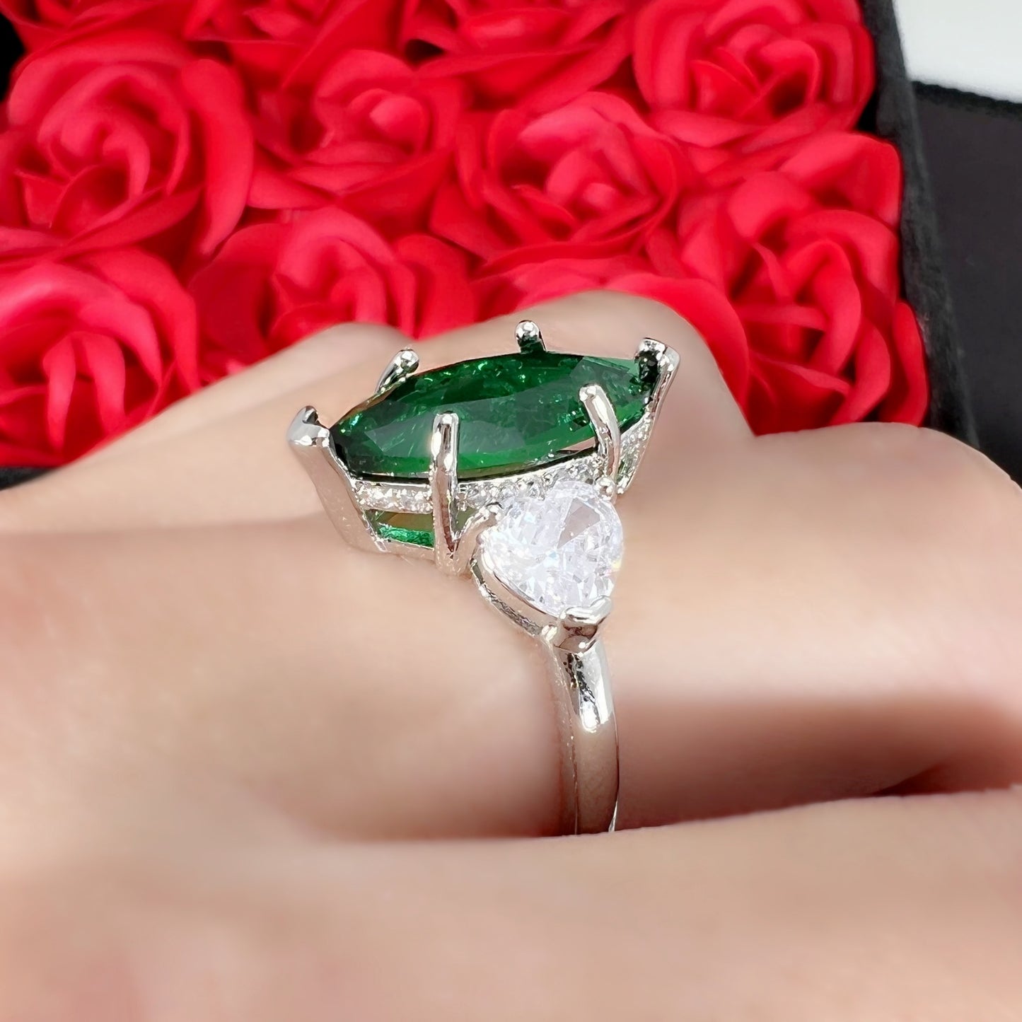 Rhinestone White Gold Plated Fancy Shape Diamonds Rings