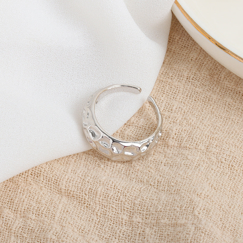 Korean Style Niche Irregular Tin Foil Texture Rings
