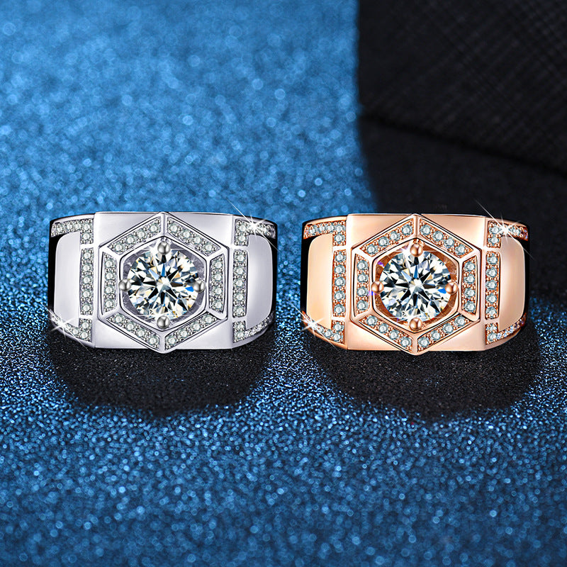 Herrenringe mit imitiertem Moissanit-Karat-Diamant, platiniert