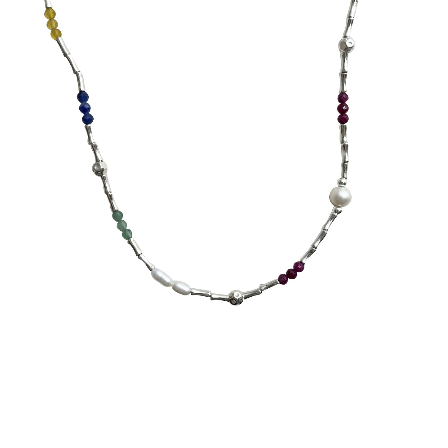 Colliers de perles colorées de style coréen Sier Sterling