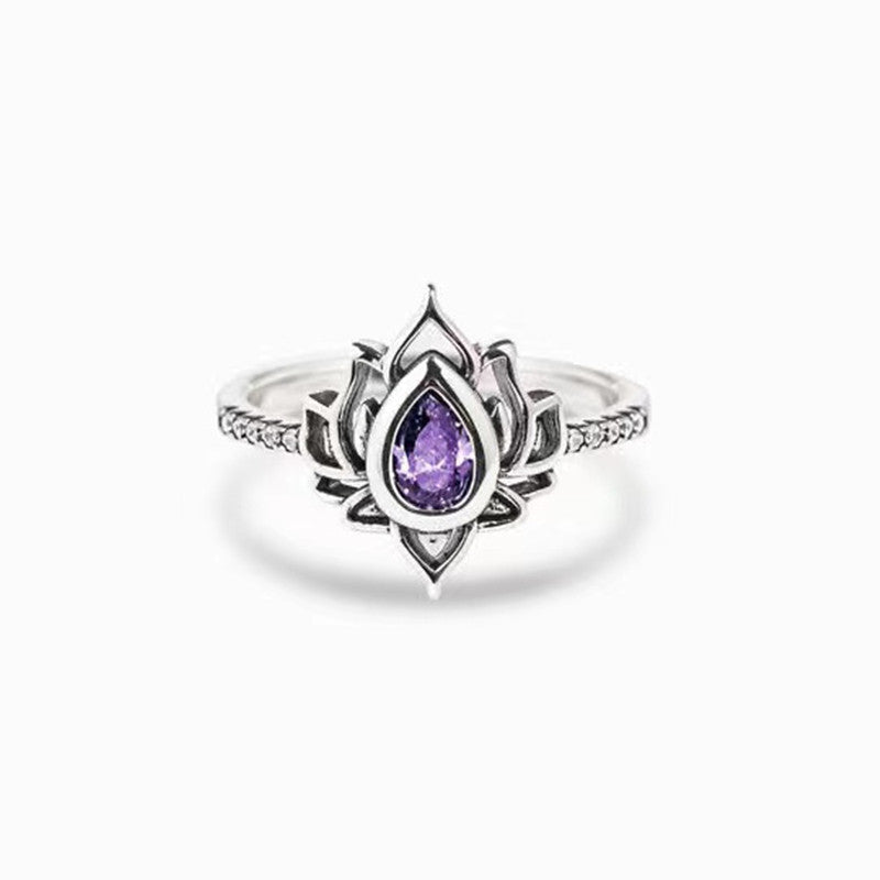 Damen-Ringe mit Wassertropfen, Blumenornament, Strass und Zirkon