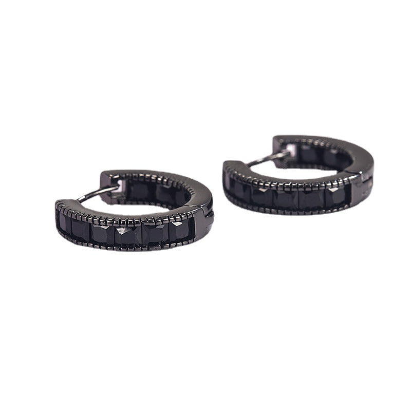 Women's & Men's Classic Zircon Black Clip Street Simple Daily Hip Hop Super Earrings