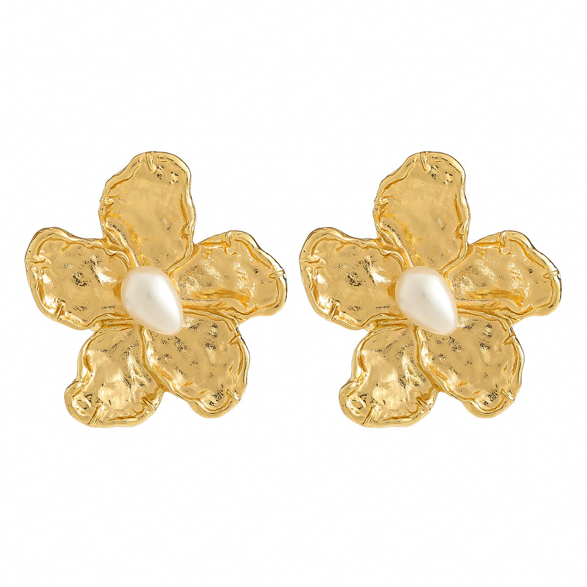 Metal Alloy Flower Female Exaggerated Inlaid Earrings