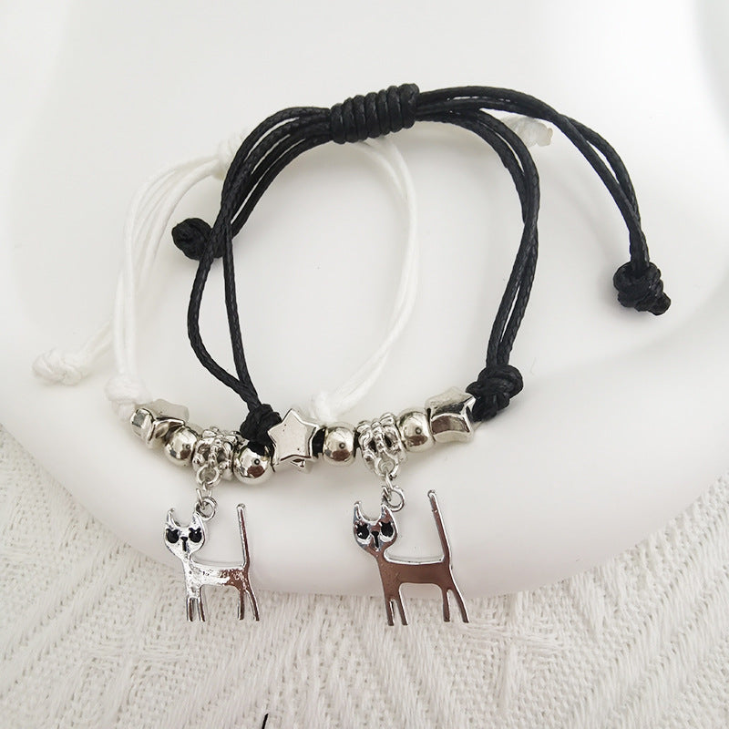 Durch das Herz gewebte Mori-Armbänder für Paar-Freundinnen