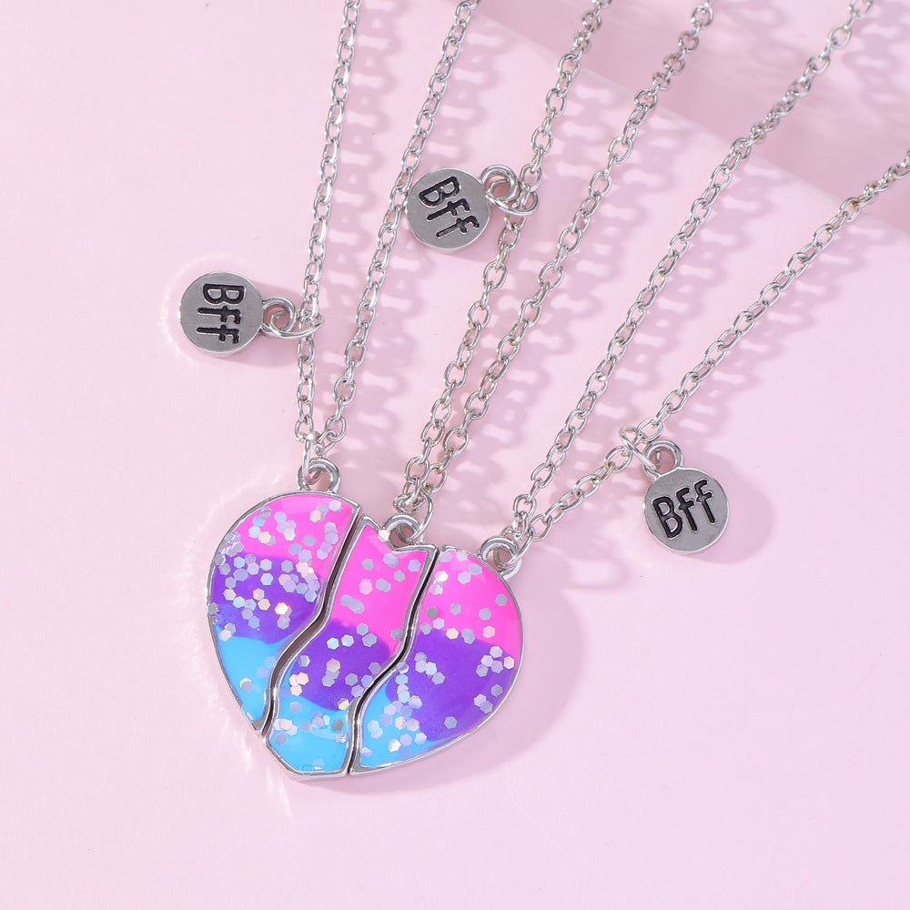 Children's Good Friend Love Gradient Color Pendants Necklaces