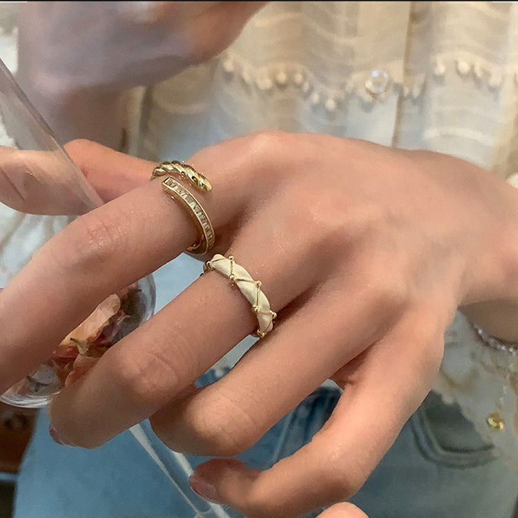 Bagues féminines en métal Zircon, costume ouvert goutte à goutte