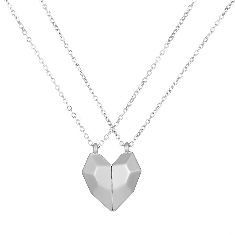 Pair Of Magnetic Heart-shaped Clavicle Chain Necklaces