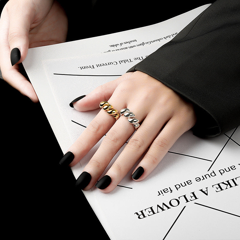 Metal Twist Hollow Index Finger Three-dimensional Gold Plated French Rings