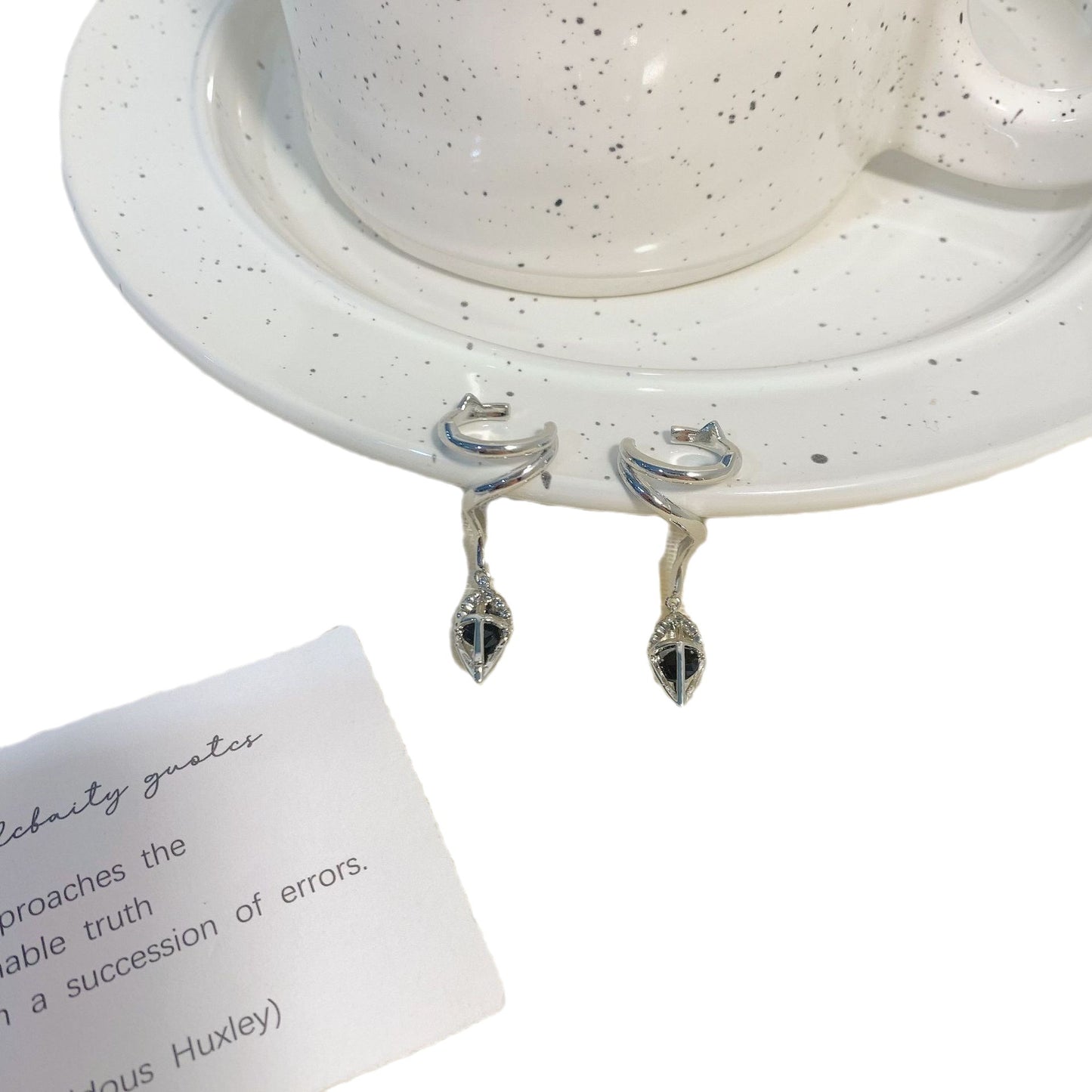 Black Zircon Metal Tassel Female Personality Earrings