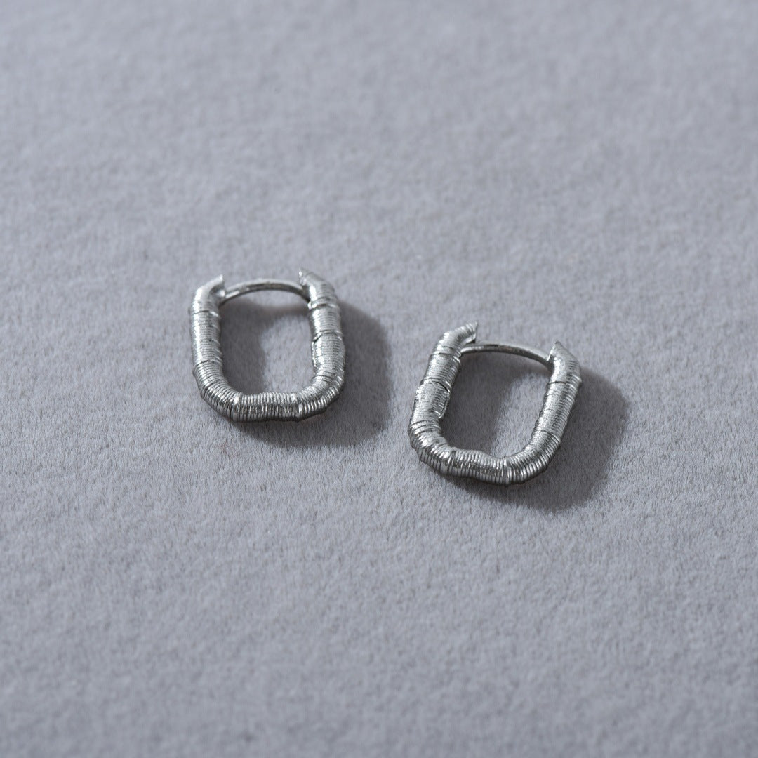 Simple Fashion Elegant Unique Horizontal Bar Metal Texture Ear Clip Rings