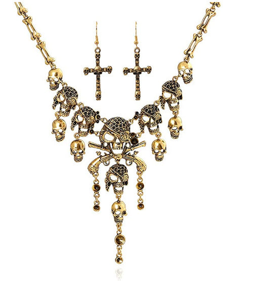 Geisterkopf-Quasten-Halsketten mit übertriebener Schlüsselbeinkette