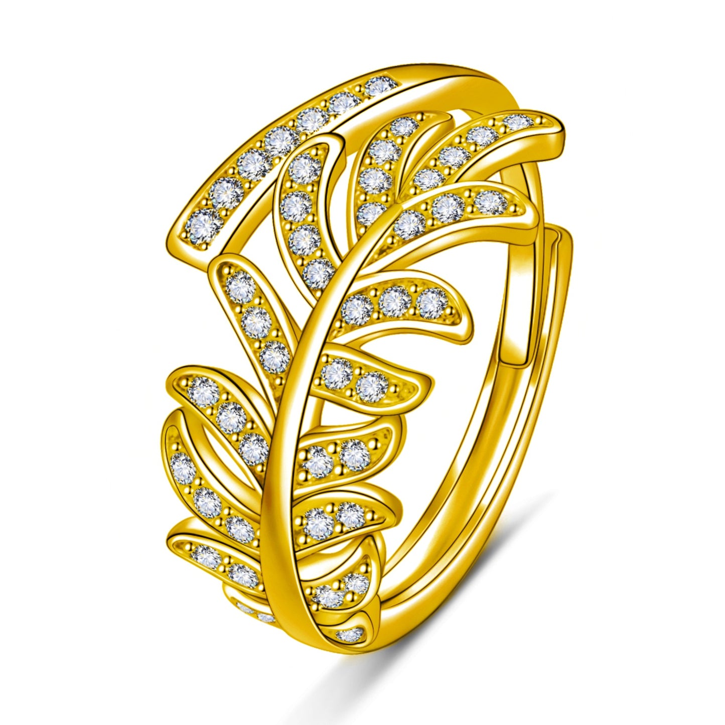 Women's Open End Creative Personality Diamond Leaf Cold Wind Rings