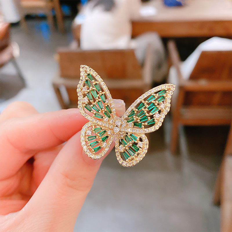 Luxury Super Fairy Zircon Butterfly Open Index Finger Rings