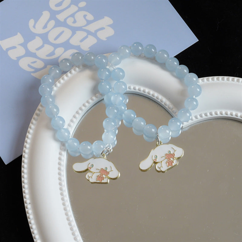 Cartoon klarer weißer Hund niedliche rosa Kaninchen-Imitat-Armbänder