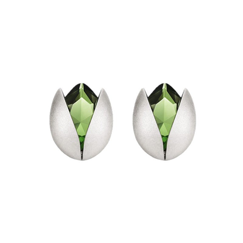 Women's Pistachio Simple Design High-grade Affordable Luxury Fashion Refined Wild Stud Earrings