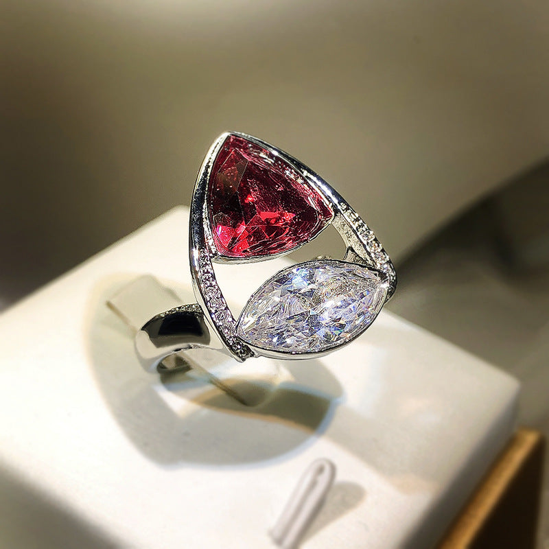 Casual Ornament Creative Fashion Red Zircon Rings