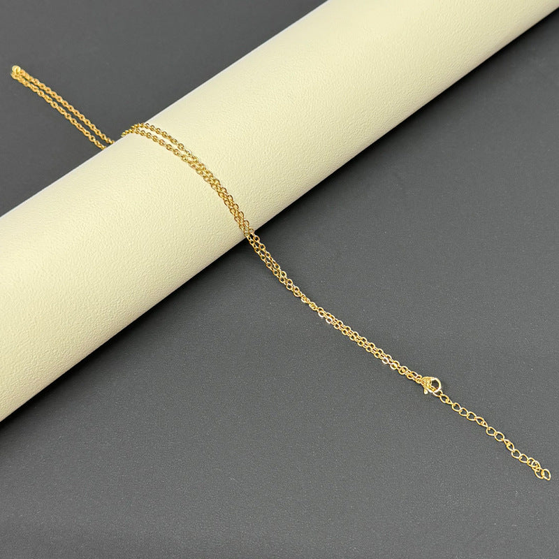 Steel Flat Cross Chain O-shaped Single Choker Clavicle Necklace