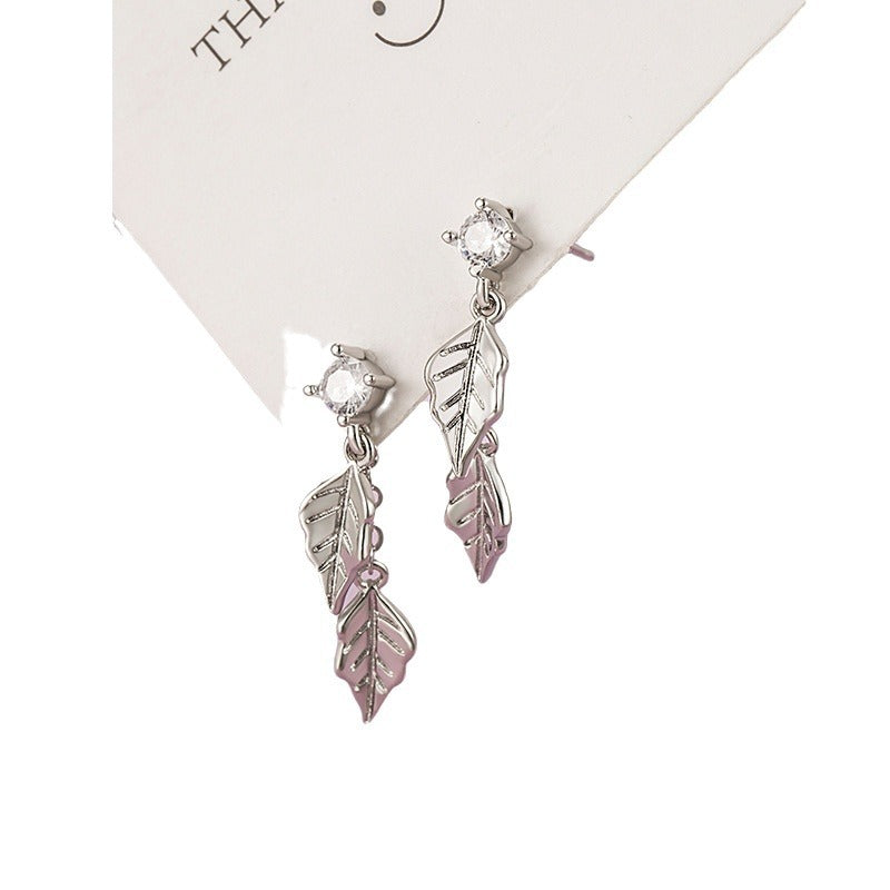 Women's Elegant Tassel Fresh Simple Design Leaves Earrings