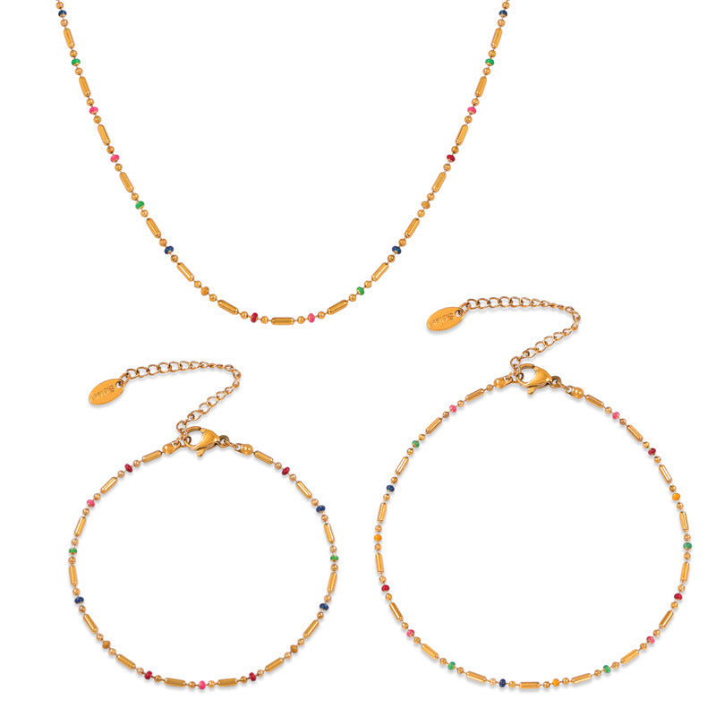 Korean Style Fresh Elegant Simple Personality Commute Rice Bead Chain Jewelry Set