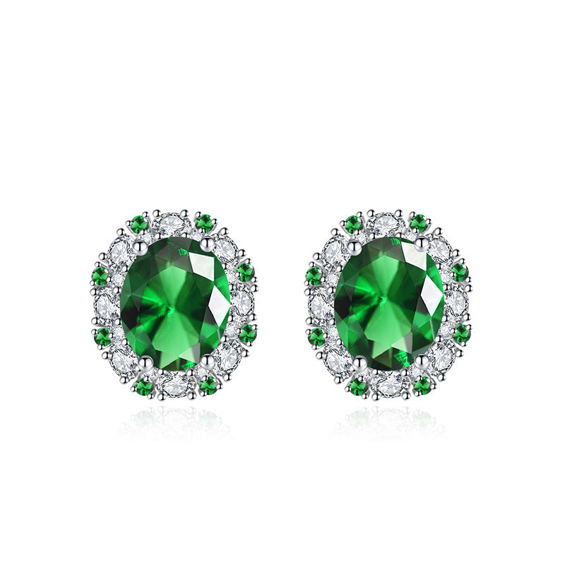 Women's Elegant Oval Zircon Simple Party Jewelry Ornament Earrings