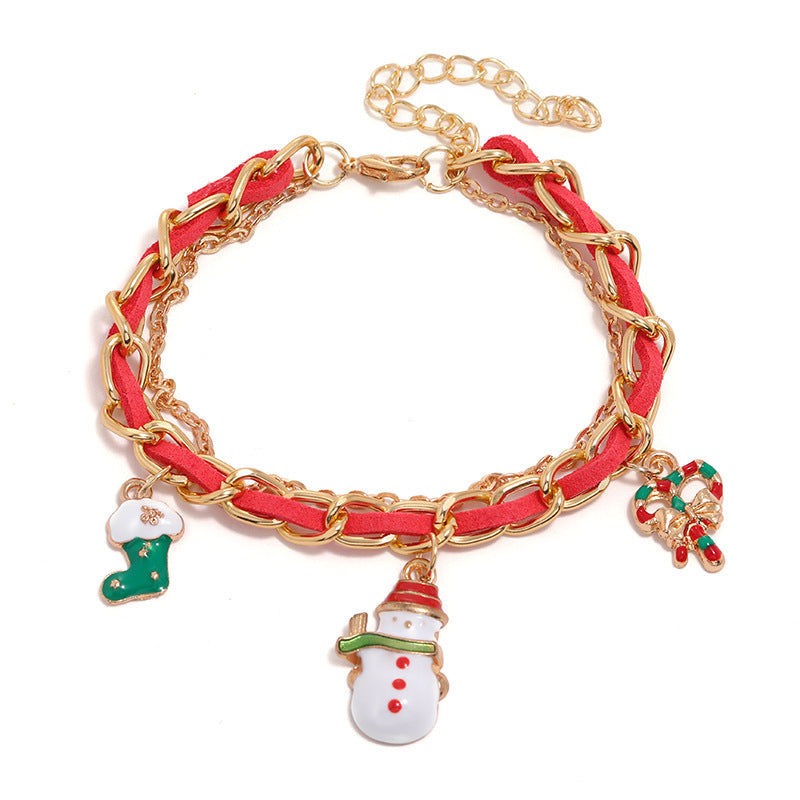 Women's Trendy Niche Creative Christmas Snowman Crutches Bracelets