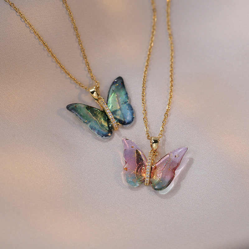 Colliers élégants et simples papillon de couleur de rêve dégradé de Zircon