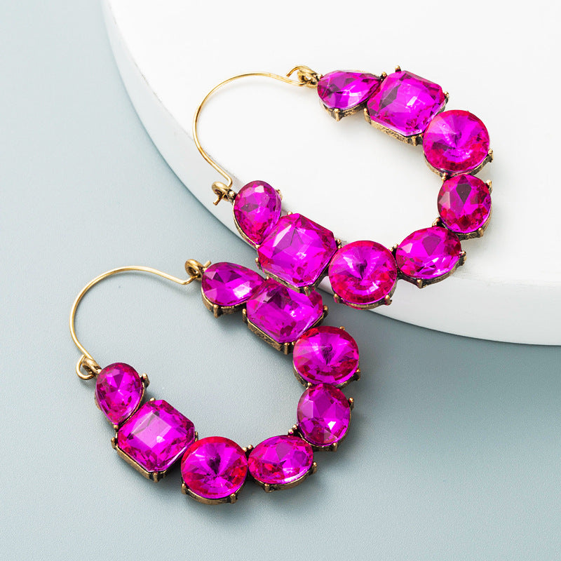 Alloy Inlaid Color Rhinestone Fashion Temperament Super Earrings