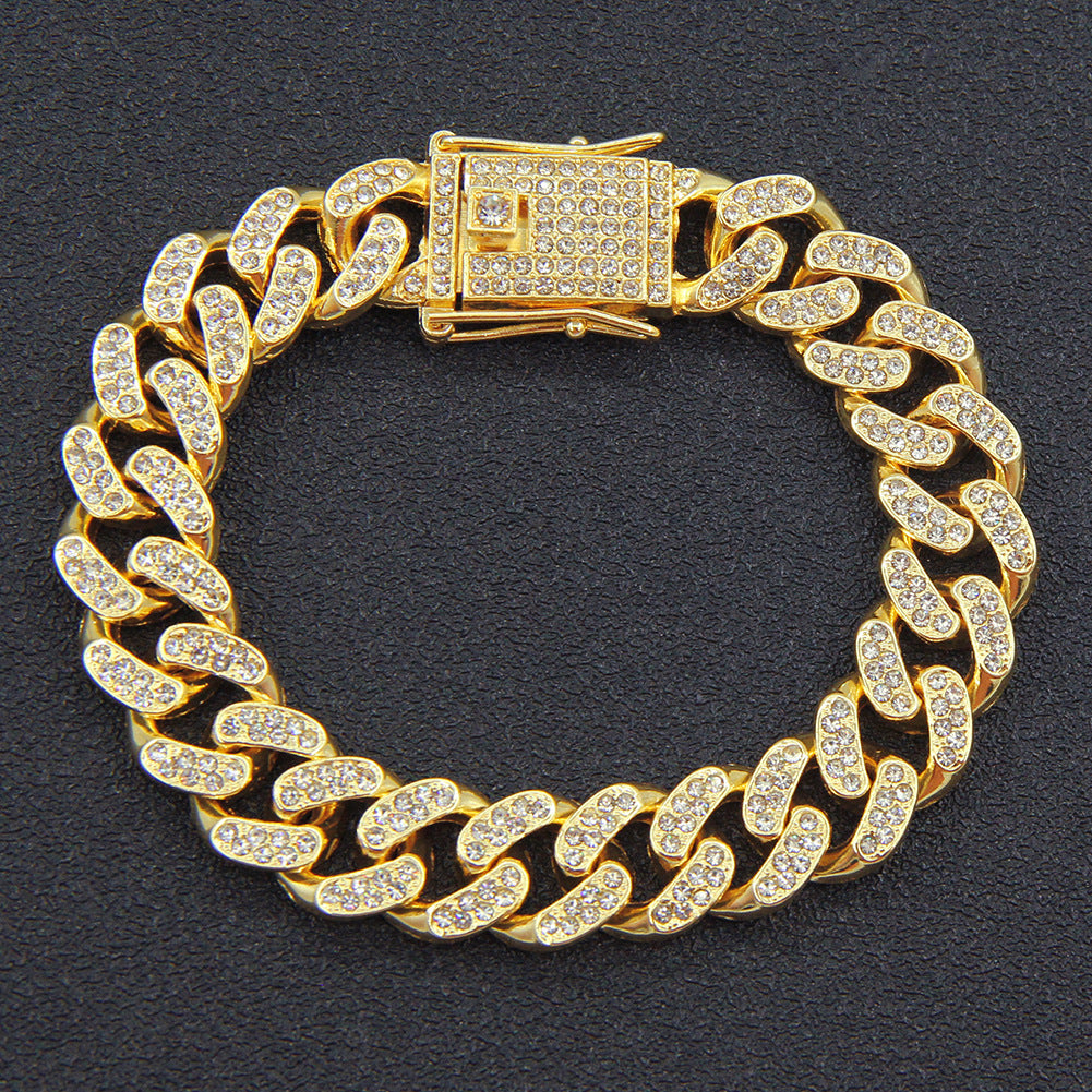 Colliers à chaîne à barre de Miami antique plat en diamant pour hommes