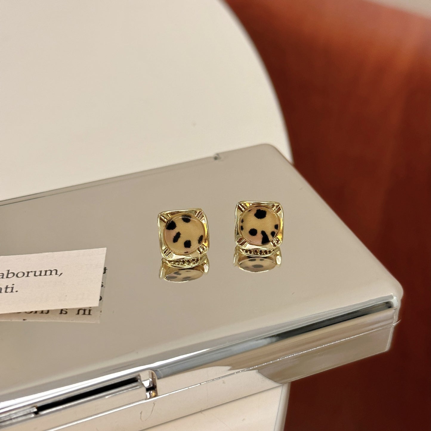 Niche Square Leopard Print Petite Female Fashion Earrings